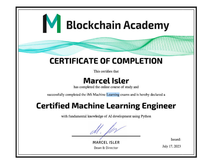 machine learning engineer certificate