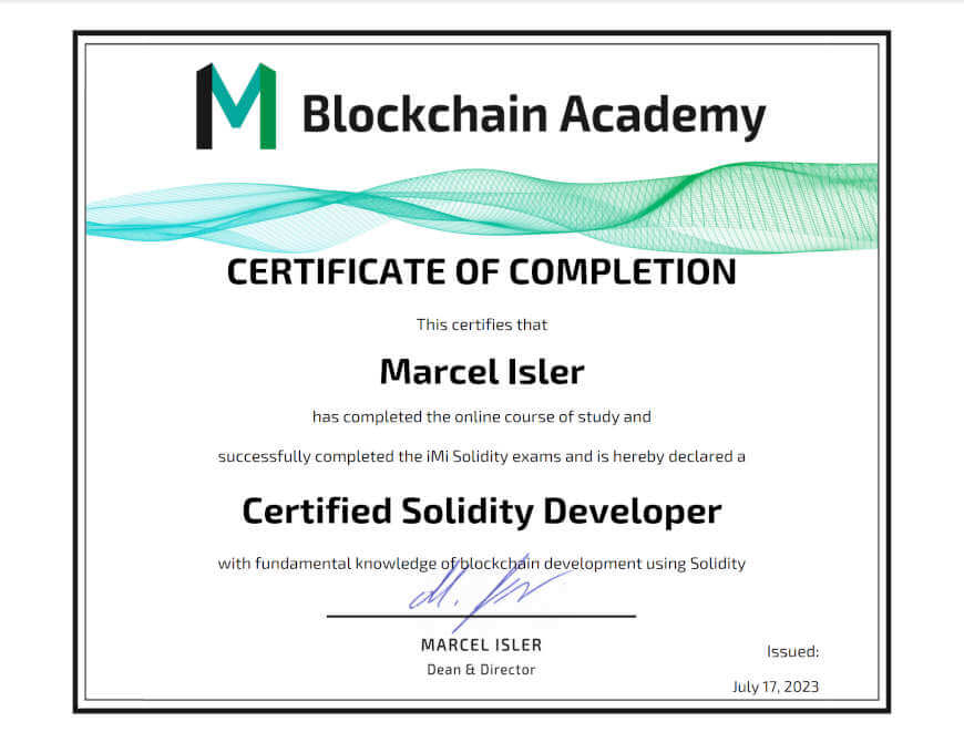 solidity certificate