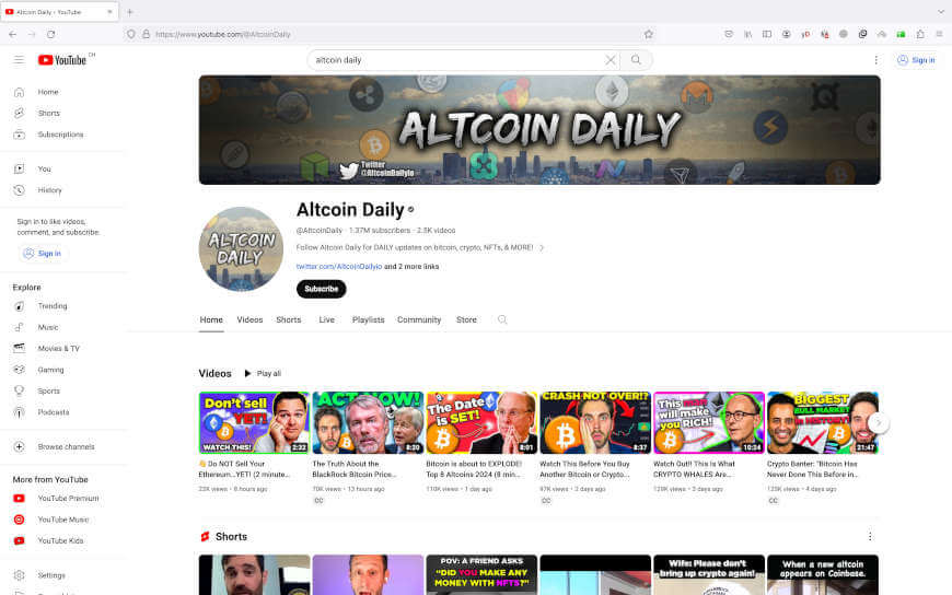 Altcoin Daily auf YouTube