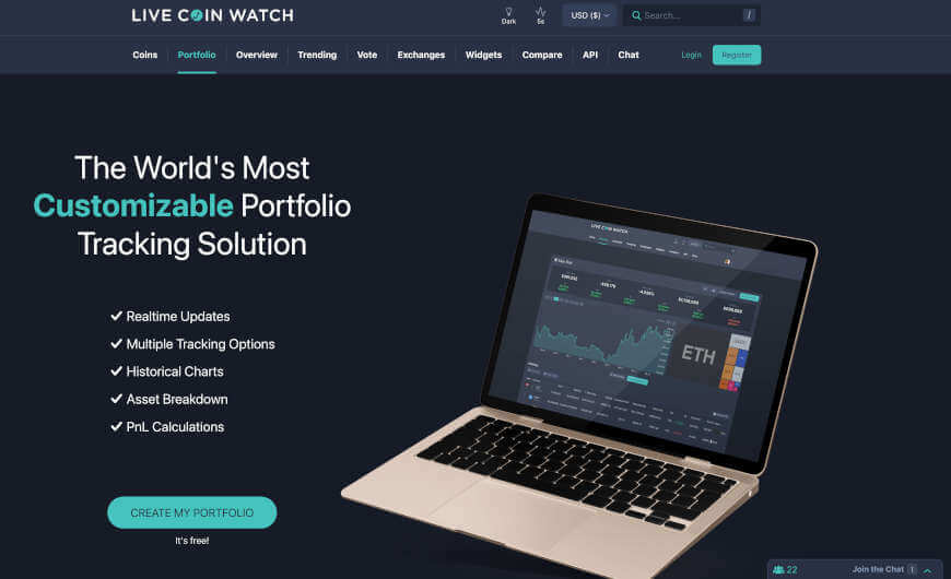 livecoinwatch portfolio