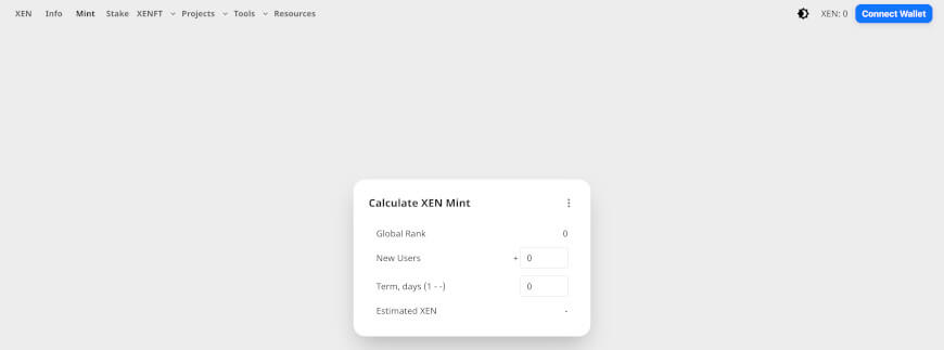 xen network mint calculator